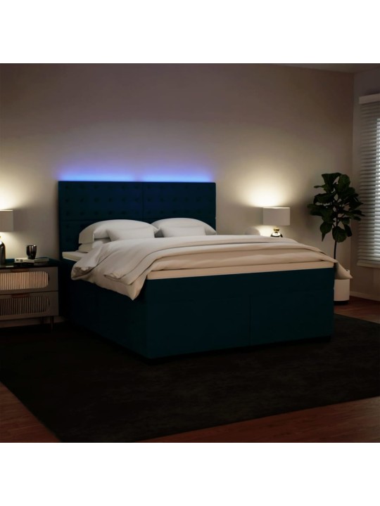 Box spring postel s matrací modrá 180 x 200 cm samet