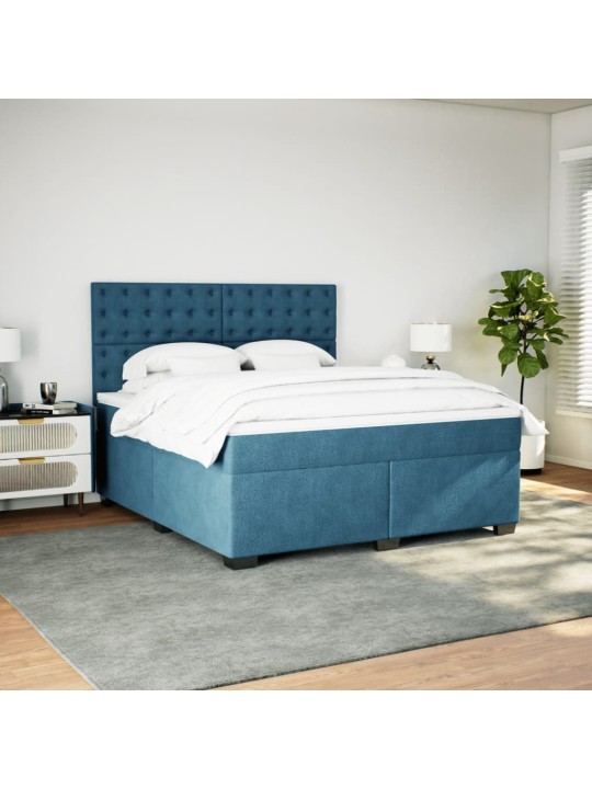 Box spring postel s matrací modrá 180 x 200 cm samet