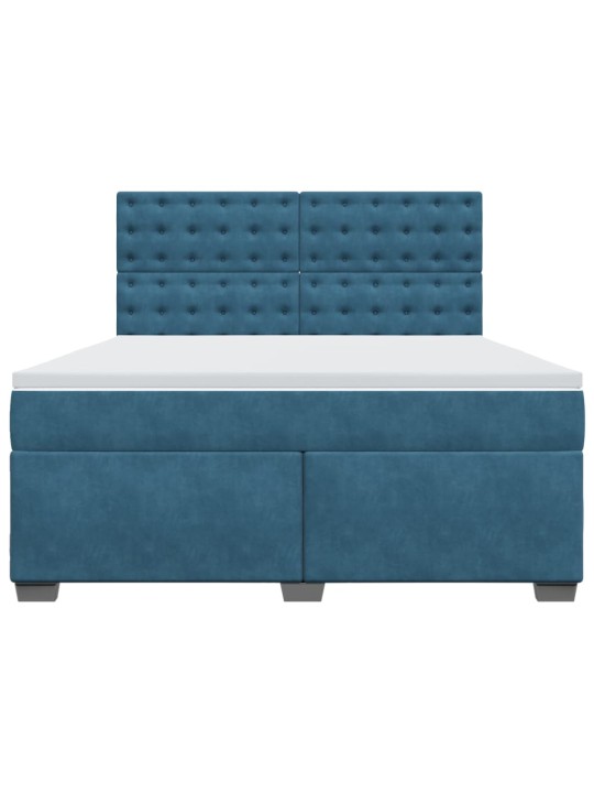 Box spring postel s matrací modrá 180 x 200 cm samet