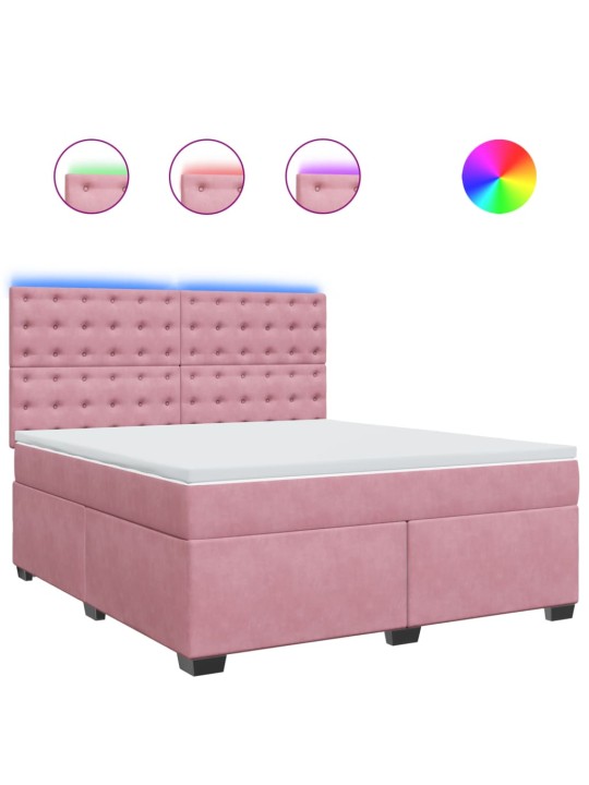 Box spring postel s matrací růžová 180x200 cm samet