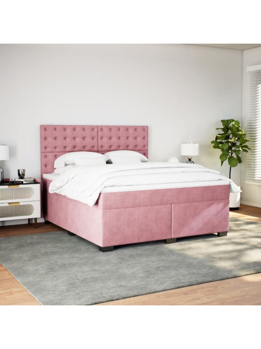 Box spring postel s matrací růžová 180x200 cm samet