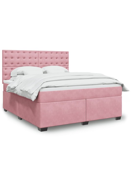 Box spring postel s matrací růžová 180x200 cm samet