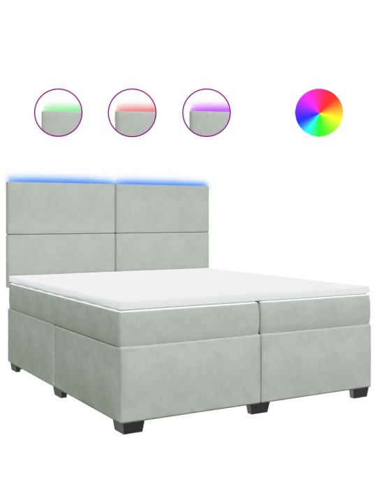 Box spring postel s matrací světle šedá 200x200 cm samet