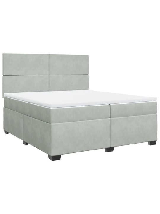 Box spring postel s matrací světle šedá 200x200 cm samet