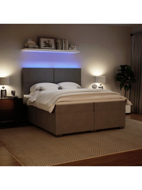 Box spring postel s matrací světle šedá 200x200 cm samet