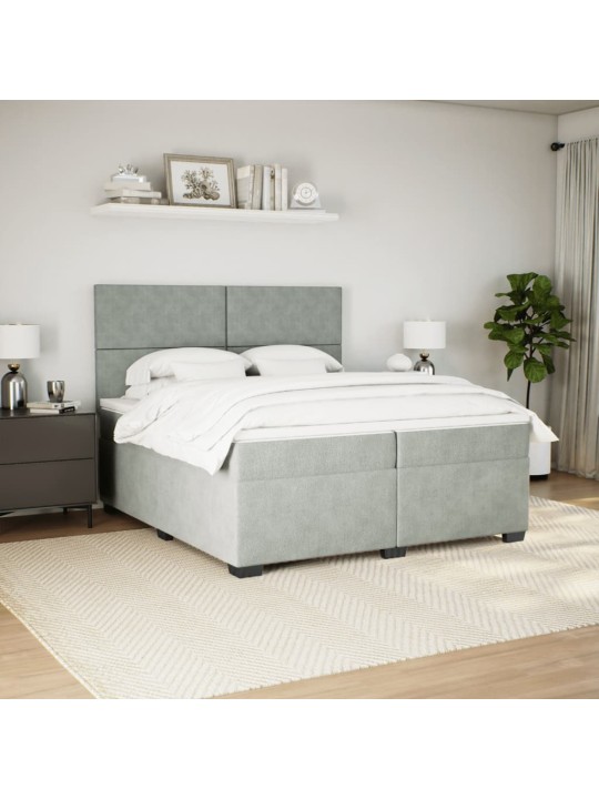Box spring postel s matrací světle šedá 200x200 cm samet