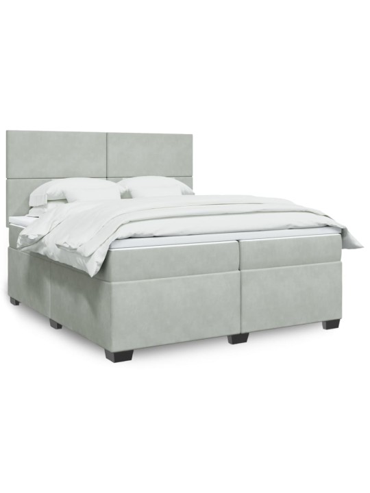 Box spring postel s matrací světle šedá 200x200 cm samet