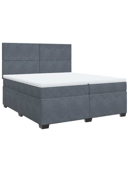 Box spring postel s matrací tmavě šedá 200x200 cm samet