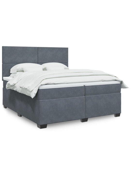 Box spring postel s matrací tmavě šedá 200x200 cm samet