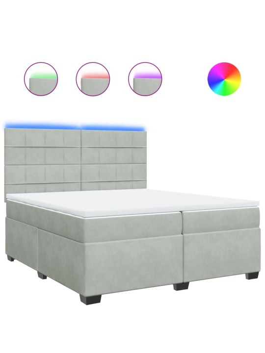 Box spring postel s matrací světle šedá 200x200 cm samet
