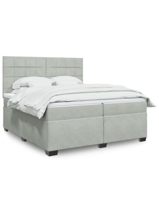 Box spring postel s matrací světle šedá 200x200 cm samet
