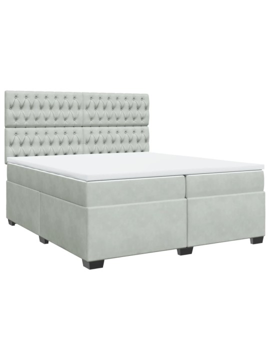 Box spring postel s matrací světle šedá 200x200 cm samet