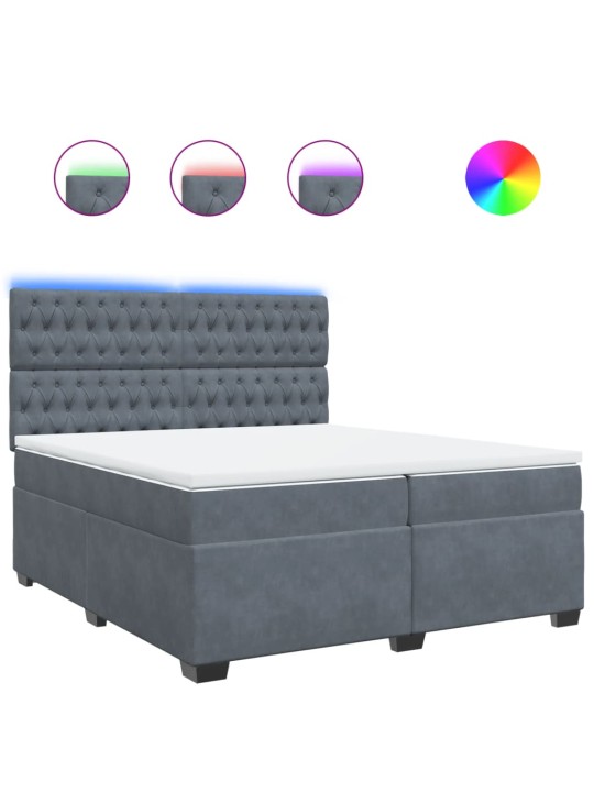 Box spring postel s matrací tmavě šedá 200x200 cm samet