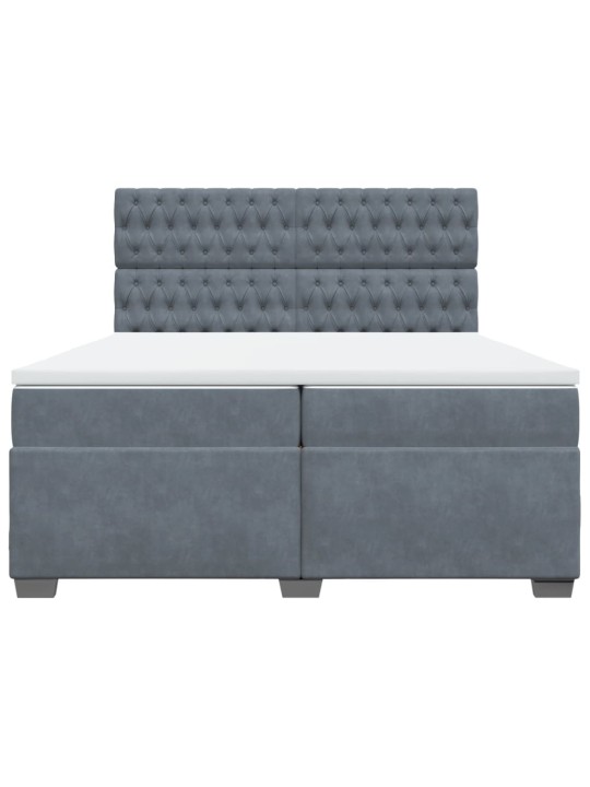 Box spring postel s matrací tmavě šedá 200x200 cm samet