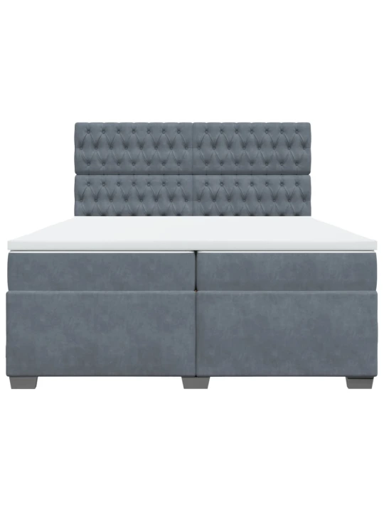 Box spring postel s matrací tmavě šedá 200x200 cm samet