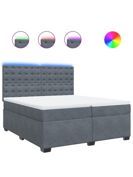 Box spring postel s matrací tmavě šedá 200x200 cm samet