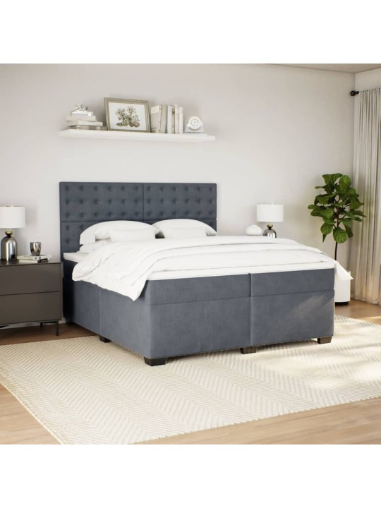 Box spring postel s matrací tmavě šedá 200x200 cm samet