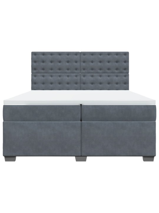 Box spring postel s matrací tmavě šedá 200x200 cm samet