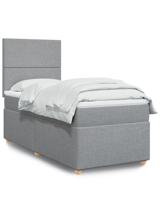 Box spring postel s matrací světle šedá 80 x 200 cm textil