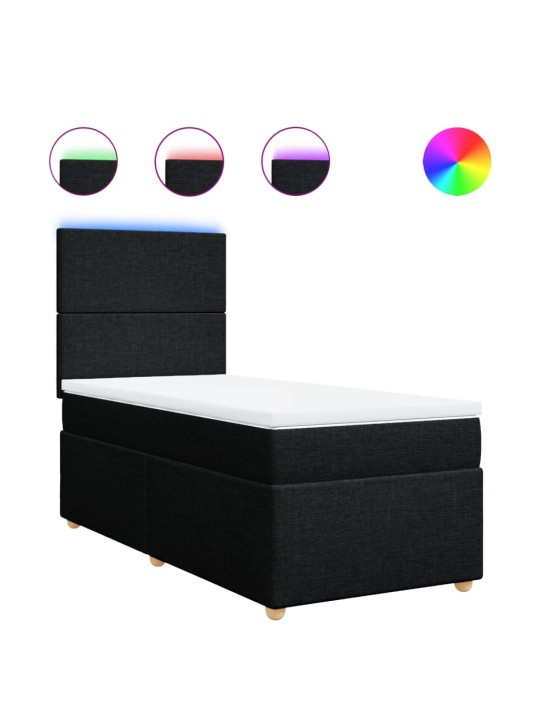 Box spring postel s matrací černá 80 x 200 cm textil