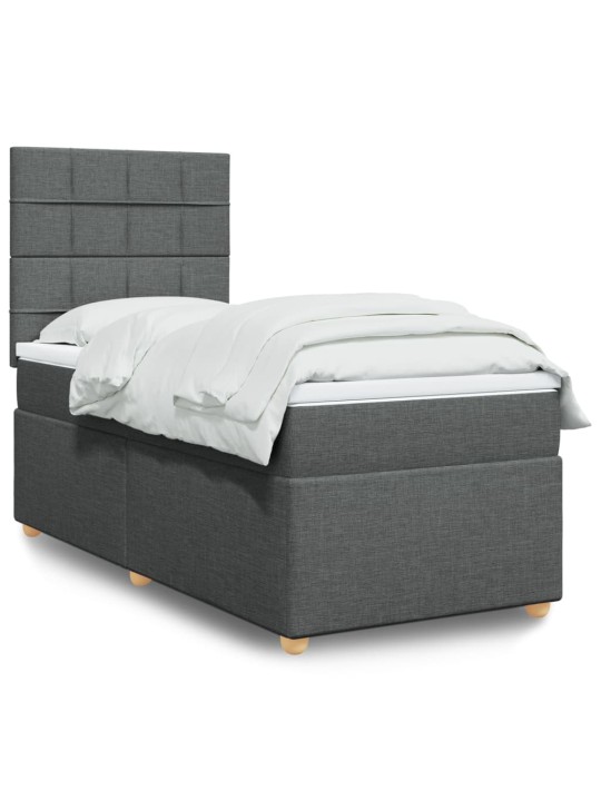Box spring postel s matrací tmavě šedá 80 x 200 cm textil