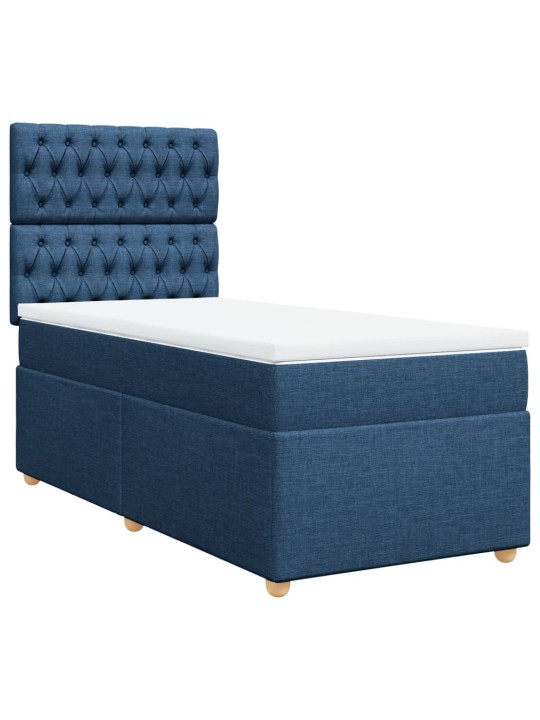 Box spring postel s matrací modrá 80x200 cm textil