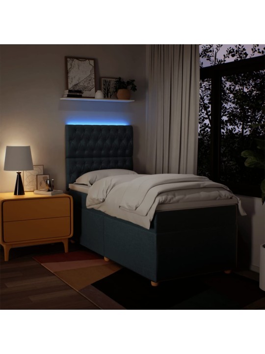 Box spring postel s matrací modrá 80x200 cm textil
