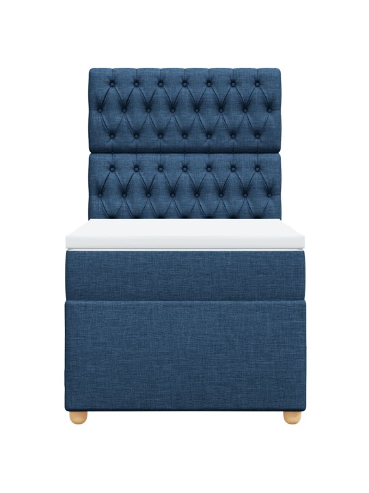 Box spring postel s matrací modrá 80x200 cm textil