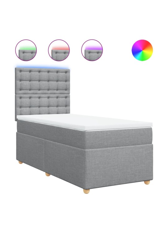 Box spring postel s matrací světle šedá 80 x 200 cm textil