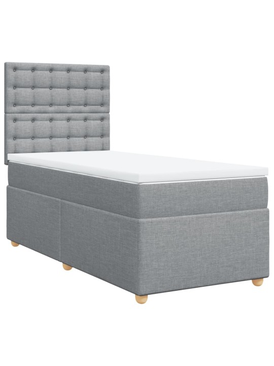 Box spring postel s matrací světle šedá 80 x 200 cm textil