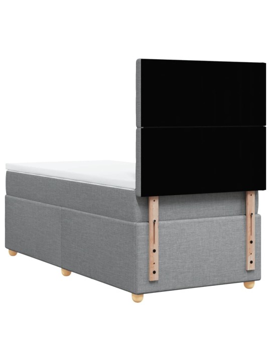 Box spring postel s matrací světle šedá 80 x 200 cm textil