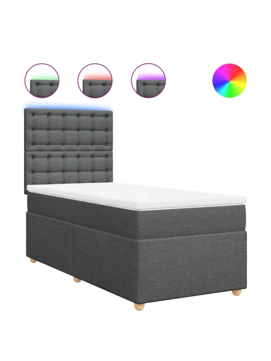 Box spring postel s matrací tmavě šedá 80 x 200 cm textil