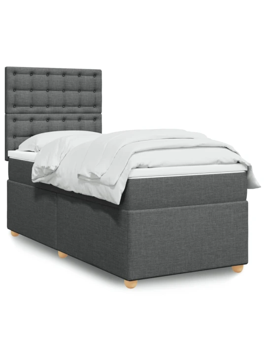Box spring postel s matrací tmavě šedá 80 x 200 cm textil