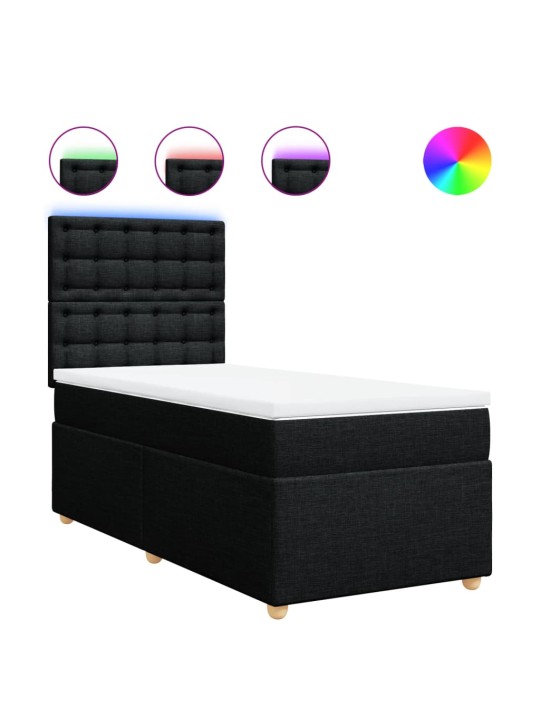 Box spring postel s matrací černá 80 x 200 cm textil