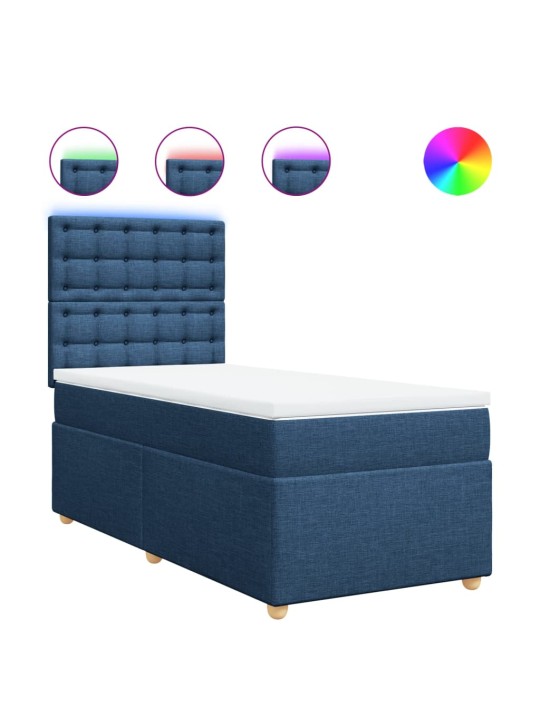 Box spring postel s matrací modrá 80x200 cm textil