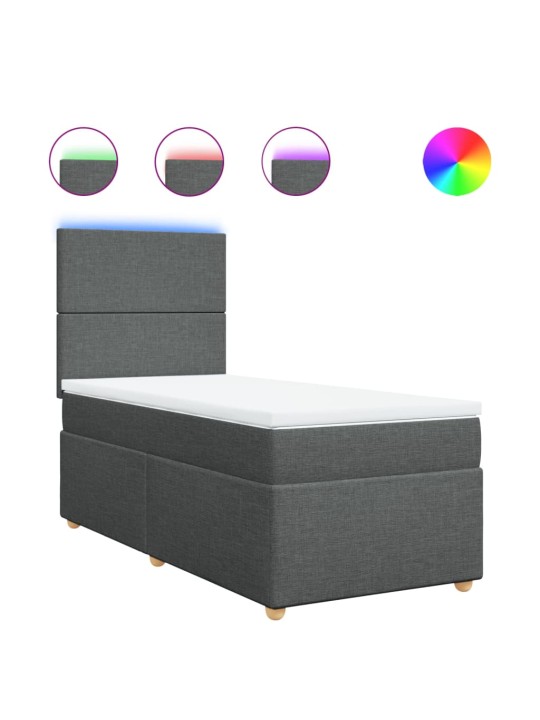 Box spring postel s matrací tmavě šedá 90x190 cm textil