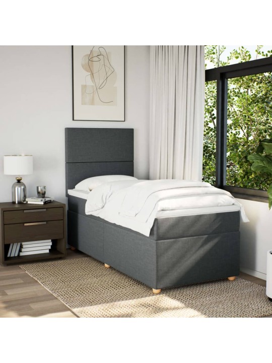 Box spring postel s matrací tmavě šedá 90x190 cm textil
