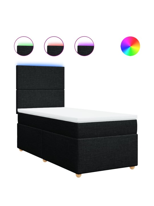 Box spring postel s matrací černá 90x190 cm textil
