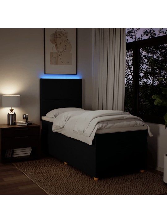 Box spring postel s matrací černá 90x190 cm textil