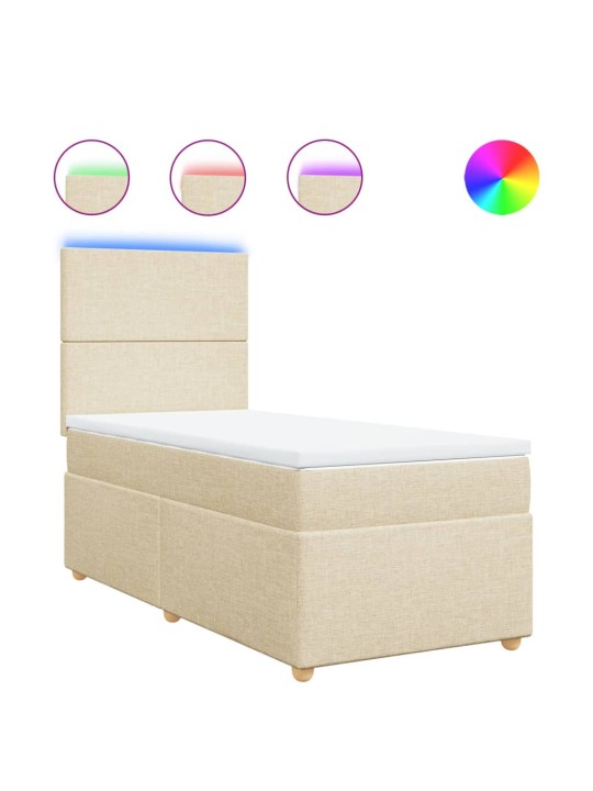 Box spring postel s matrací krémová 90x190 cm textil