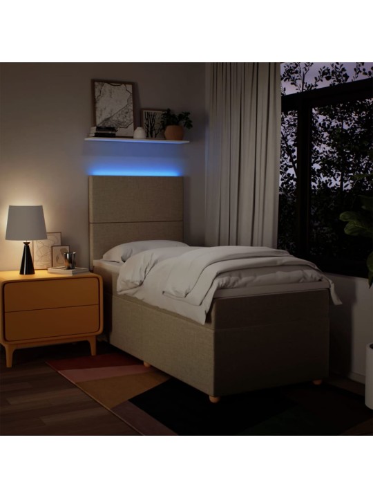Box spring postel s matrací krémová 90x190 cm textil