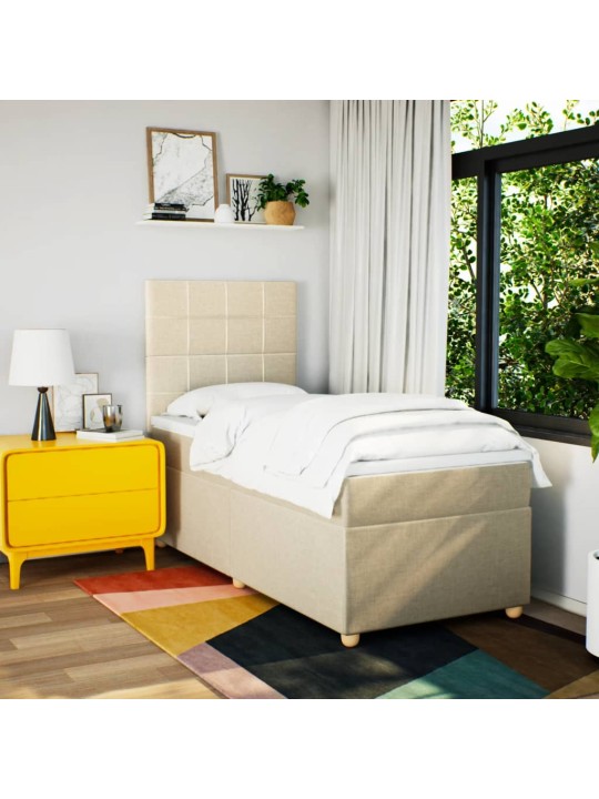 Box spring postel s matrací krémová 90x190 cm textil