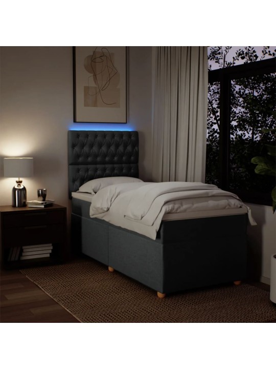 Box spring postel s matrací tmavě šedá 90x190 cm textil