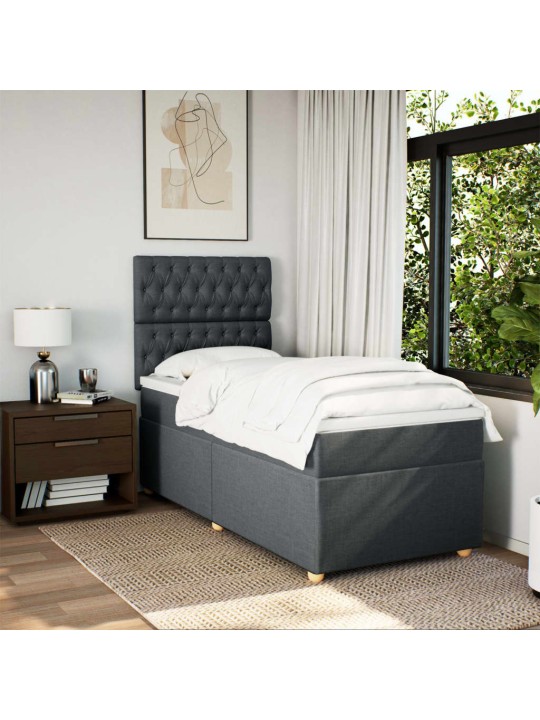 Box spring postel s matrací tmavě šedá 90x190 cm textil