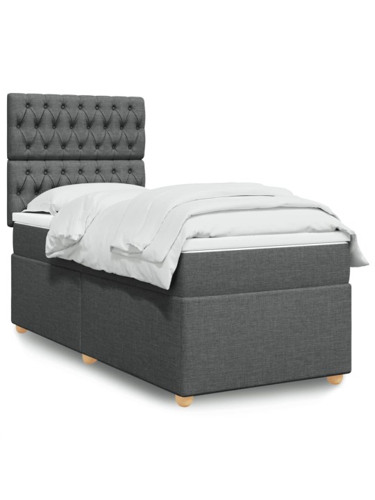 Box spring postel s matrací tmavě šedá 90x190 cm textil