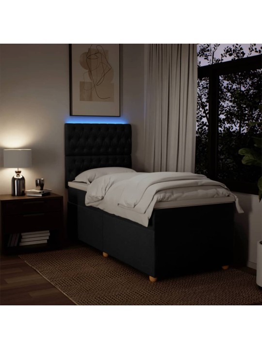 Box spring postel s matrací černá 90x190 cm textil