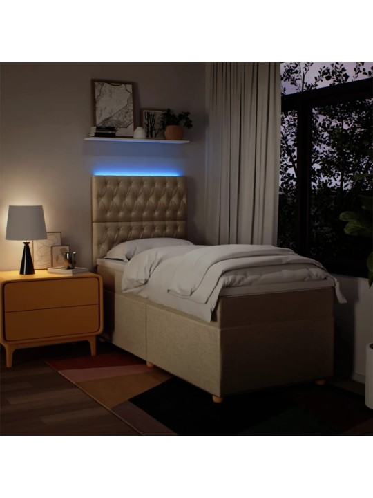 Box spring postel s matrací krémová 90x190 cm textil