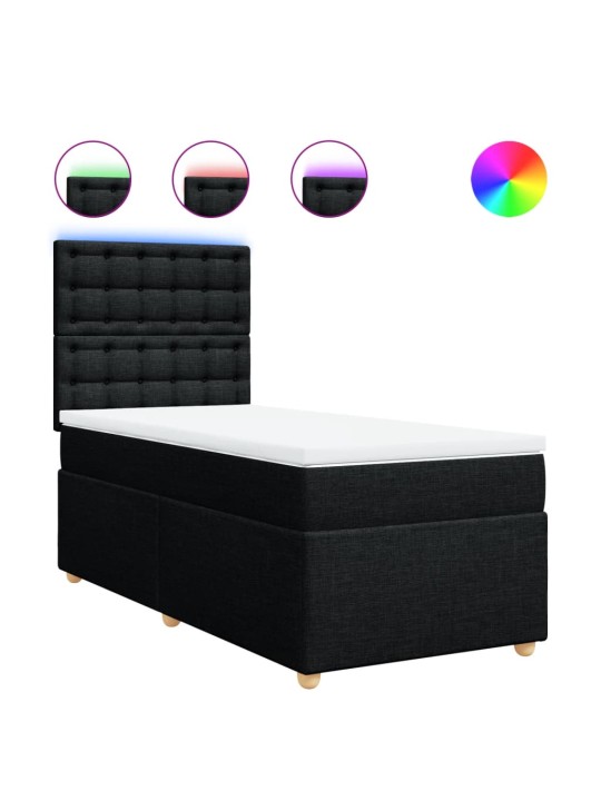 Box spring postel s matrací černá 90x190 cm textil