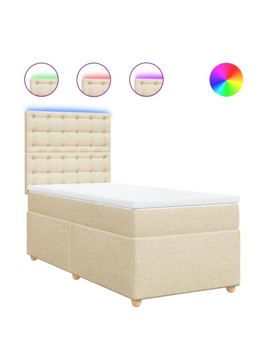 Box spring postel s matrací krémová 90x190 cm textil