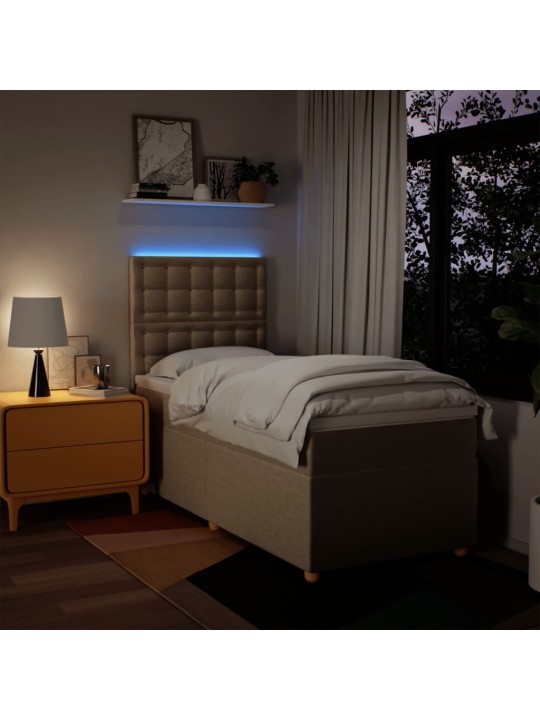 Box spring postel s matrací krémová 90x190 cm textil